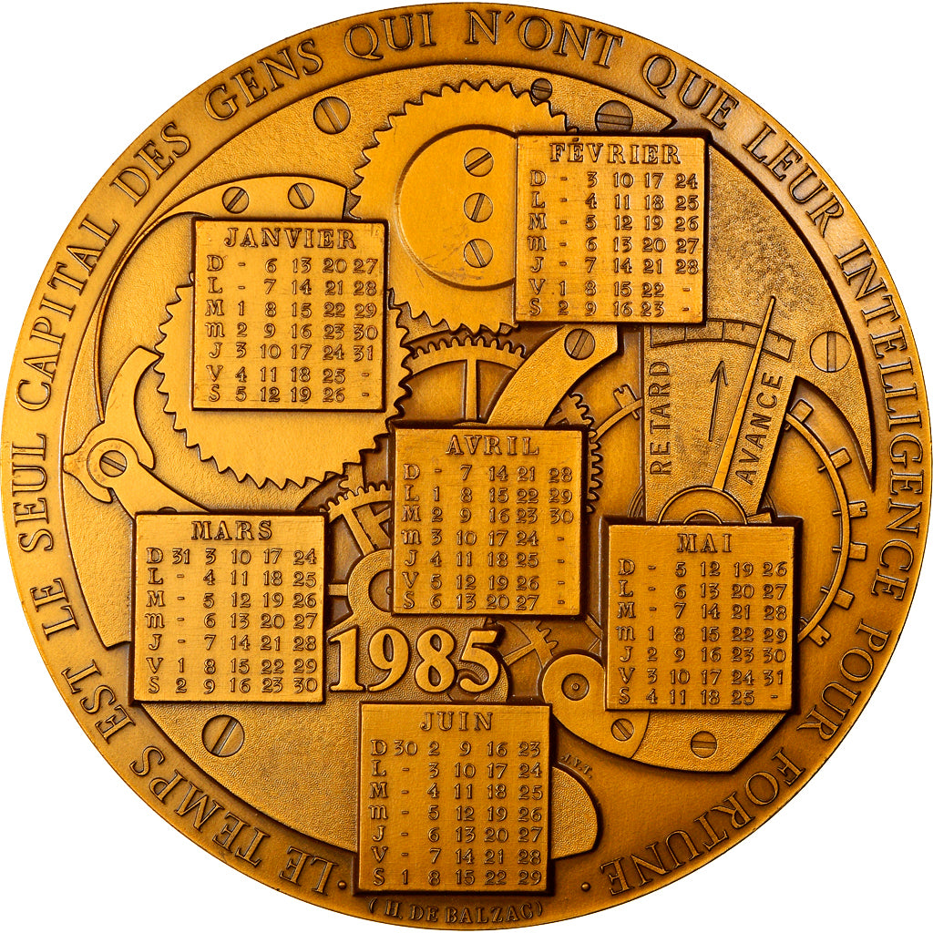 France, Medal, Calendrier, Astronomie, 1985, MS(64), Bronze