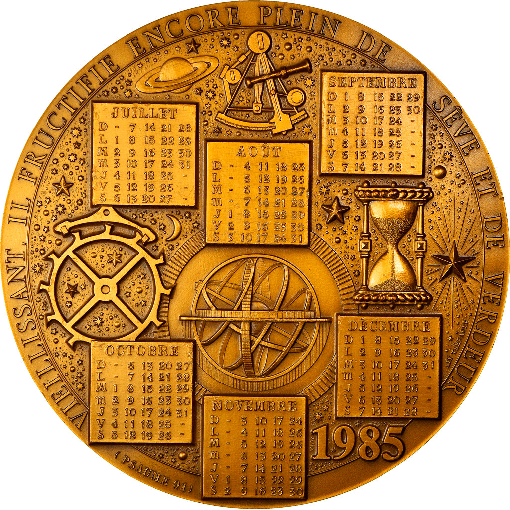France, Medal, Calendrier, Astronomie, 1985, MS(64), Bronze