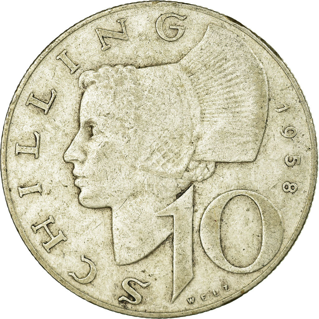 Moneta, Austria, 10 Schilling, 1958, BB, Argento, KM:2882