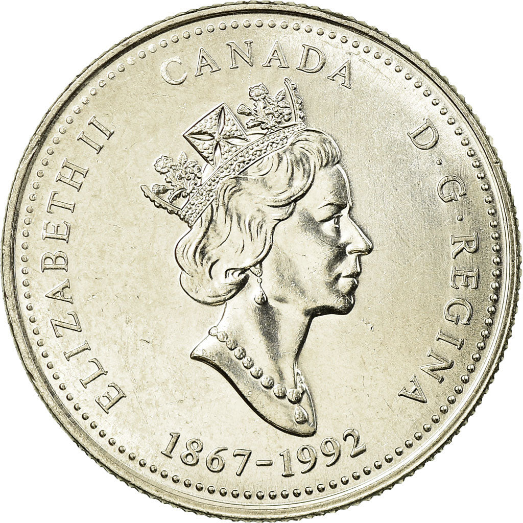 Moeda, Canadá, Elizabeth II, Newfounland, 25 Cents, 1992, Royal Canadian Mint