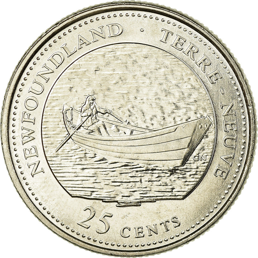Moeda, Canadá, Elizabeth II, Newfounland, 25 Cents, 1992, Royal Canadian Mint