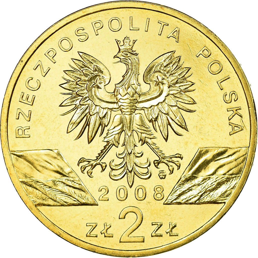 Coin, Poland, 2 Zlote, 2008, Warsaw, AU(55-58), Brass, KM:627