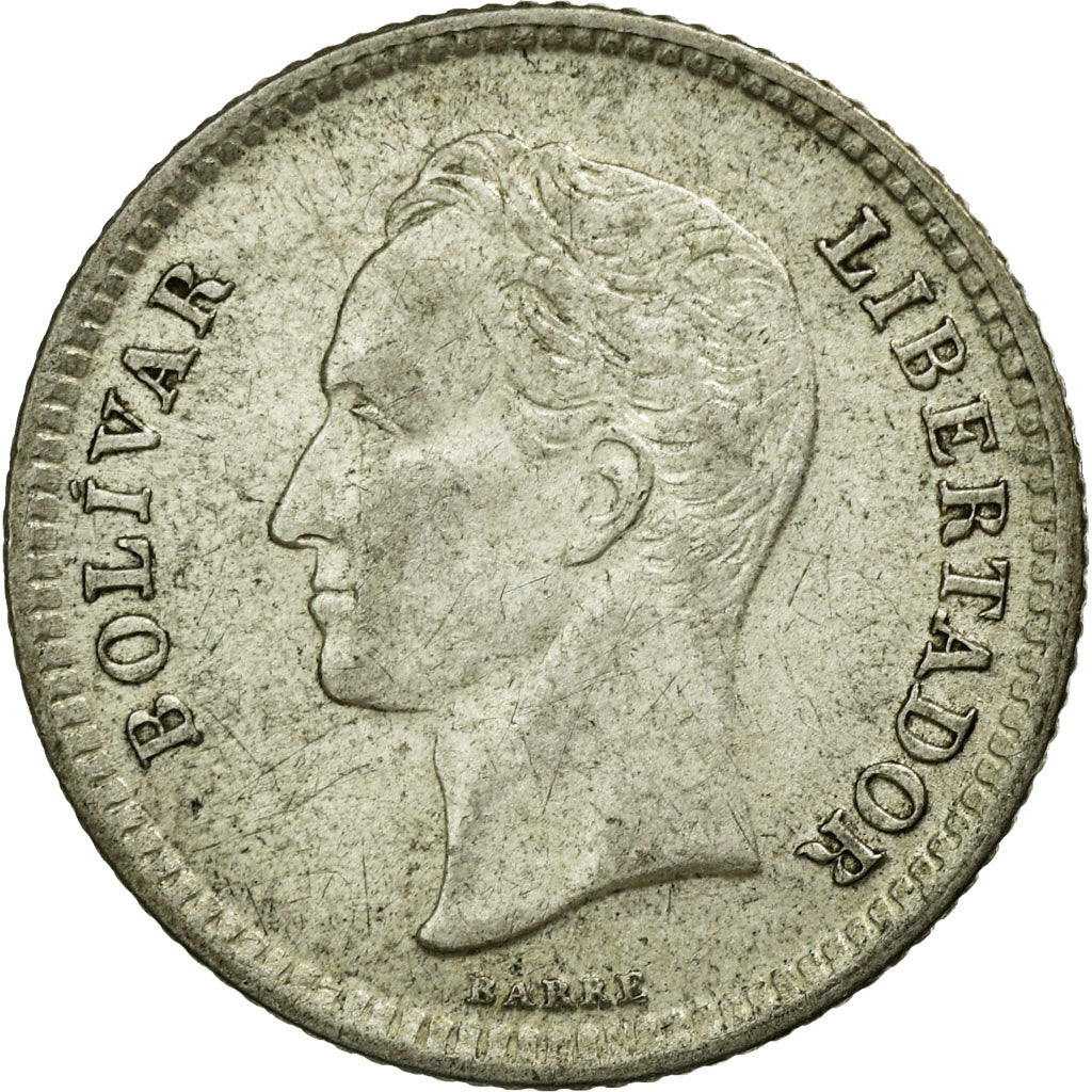Moneda, Venezuela, 25 Centimos, 1954, MBC, Plata, KM:35