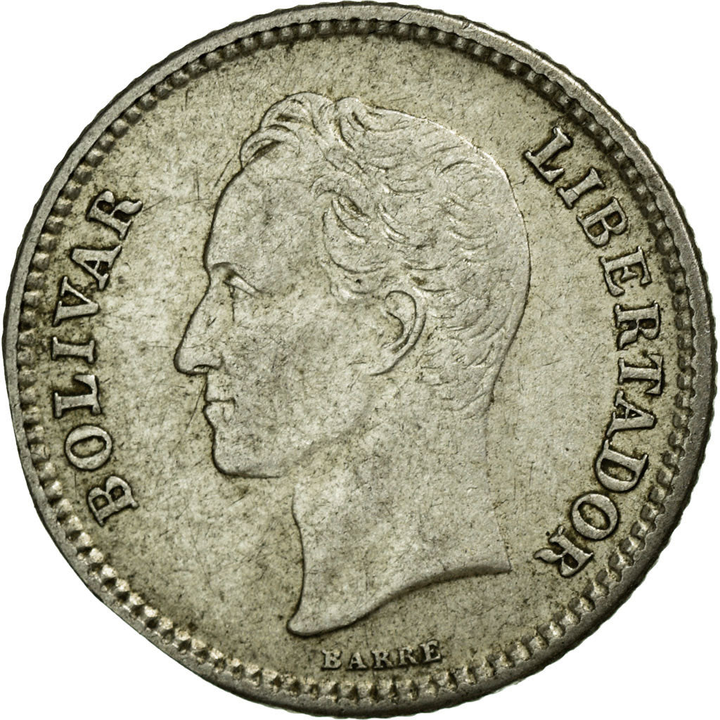 Coin, Venezuela, 25 Centimos, 1954, EF(40-45), Silver, KM:35