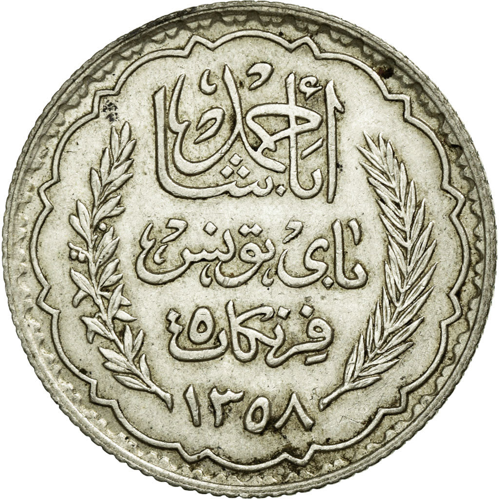 Monnaie, Tunisie, Ahmad Pasha Bey, 5 Francs, 1939, Paris, SUP, Argent, KM:264