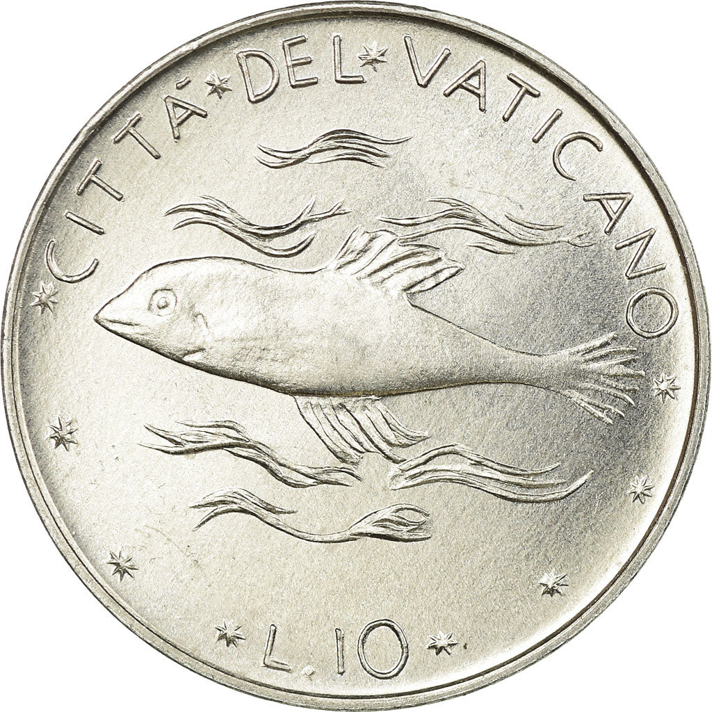 Coin, VATICAN CITY, Paul VI, 10 Lire, 1976, AU(55-58), Aluminum, KM:119