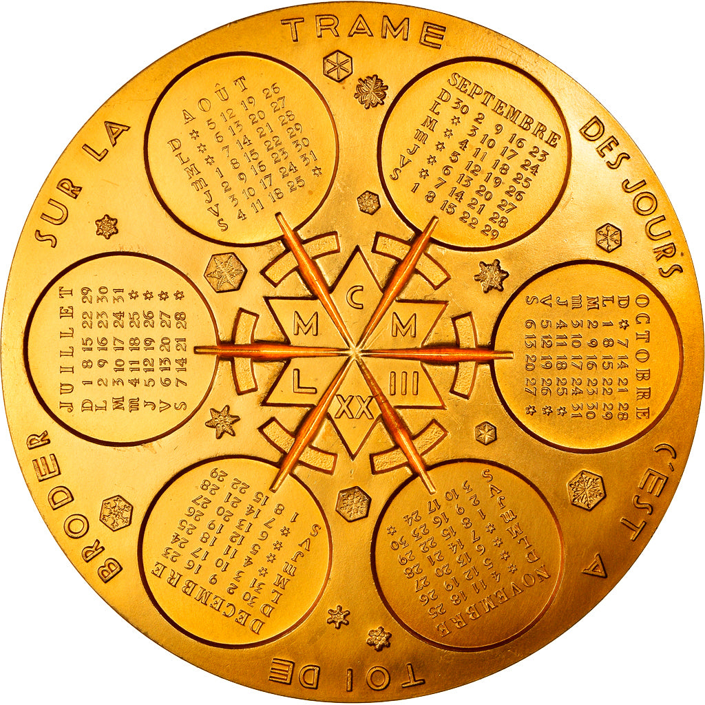 France, Médaille, Calendrier, Nouvelle Année, 1973, SPL, Bronze