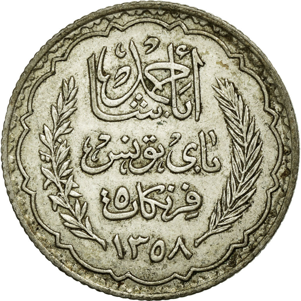 Monnaie, Tunisie, Ahmad Pasha Bey, 5 Francs, 1939, Paris, TTB, Argent, KM:264