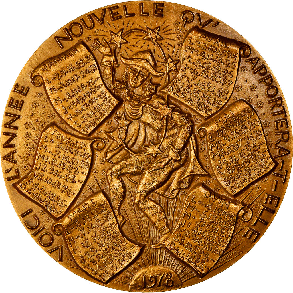 France, Médaille, Calendrier, Nouvelle Année, Carnaval, 1978, Tschudin, SPL