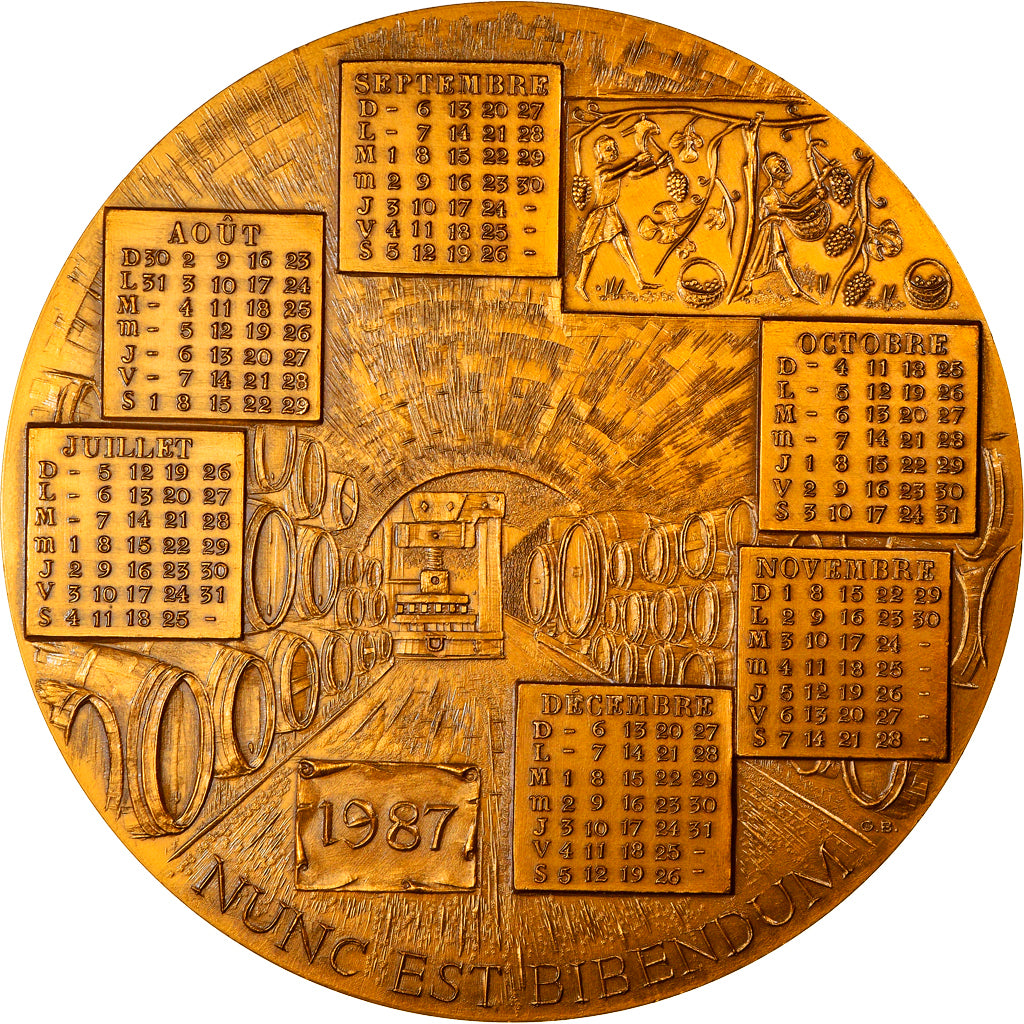 France, Médaille, Calendrier, Nouvelle Année, Vignoble, Vin, 1987, Buquoy