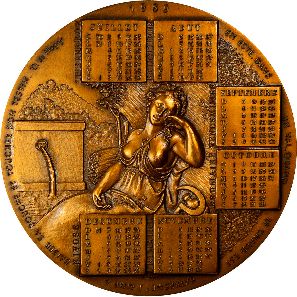 France, Médaille, Calendrier Républicain, Paysanne, 1989, Levet, SPL+, Bronze