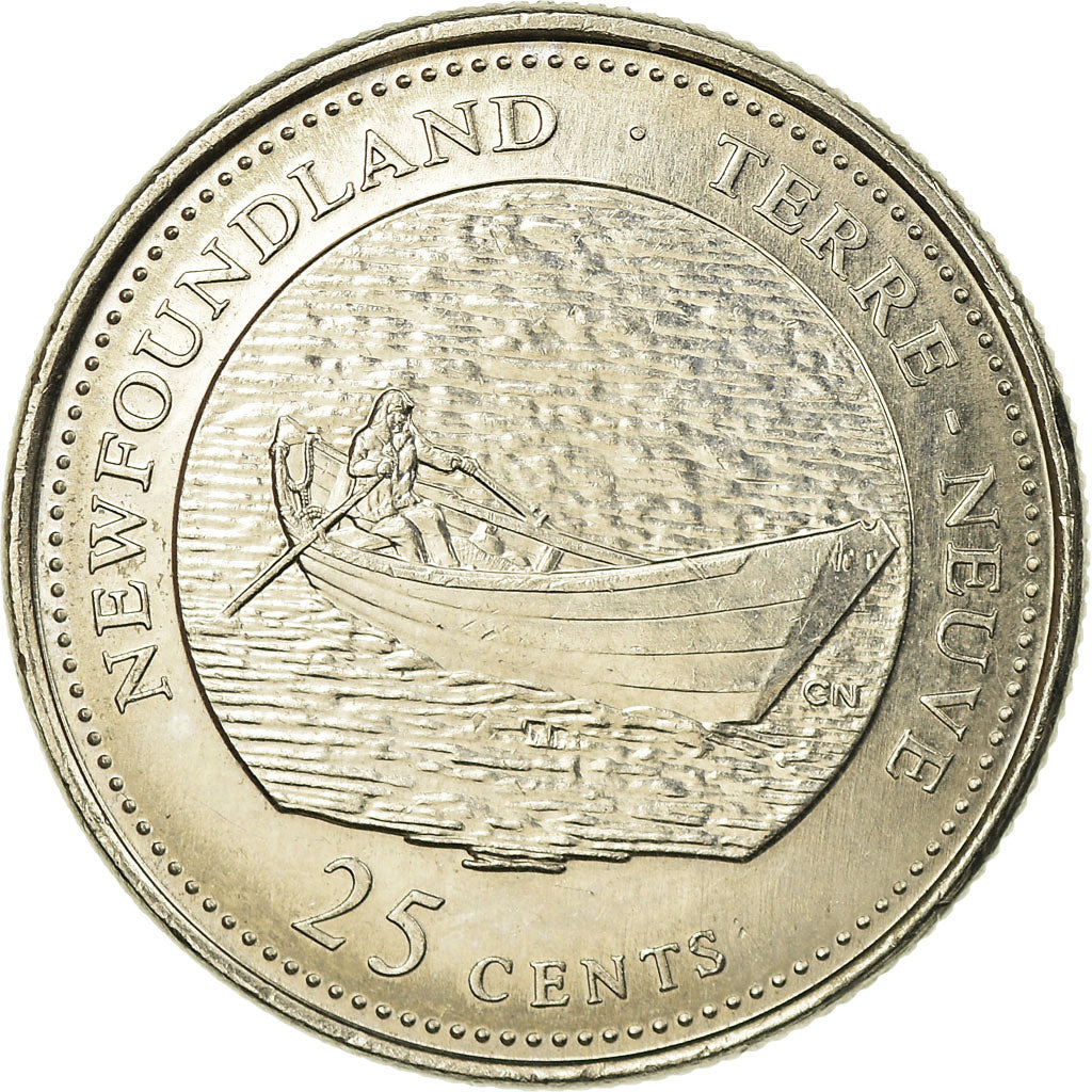 Moeda, Canadá, Elizabeth II, Newfounland, 25 Cents, 1992, Royal Canadian Mint