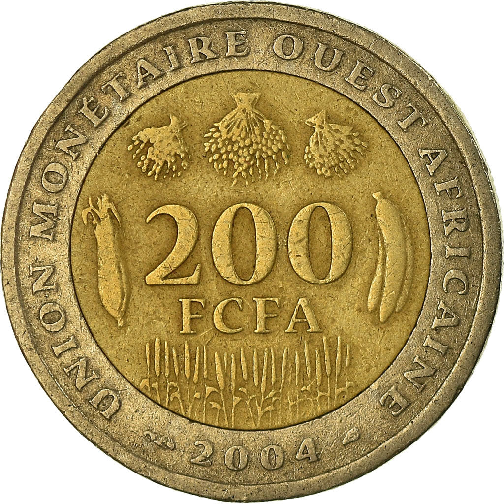 Coin, West African States, 200 Francs, 2004, Paris, EF(40-45), Bi-Metallic