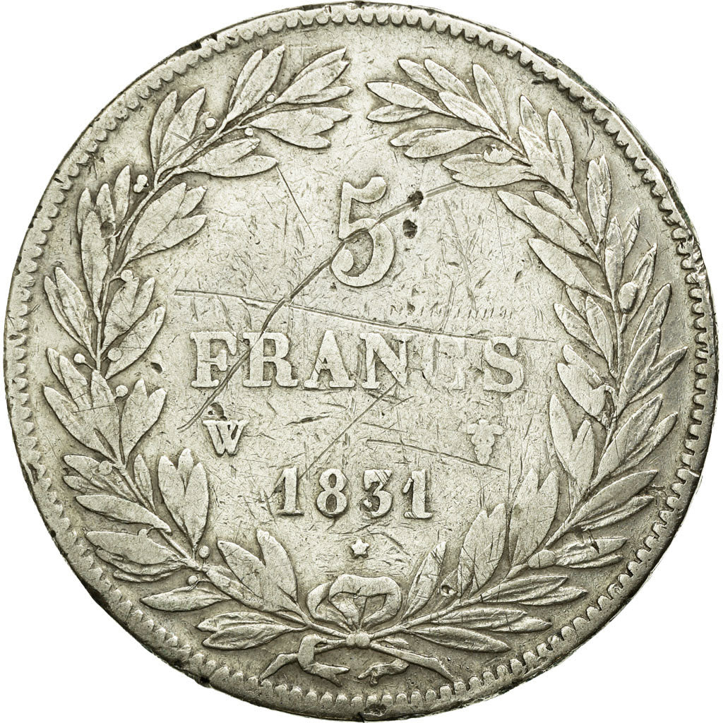 Coin, France, Louis-Philippe, 5 Francs, 1831, Lille, VF(30-35), Silver
