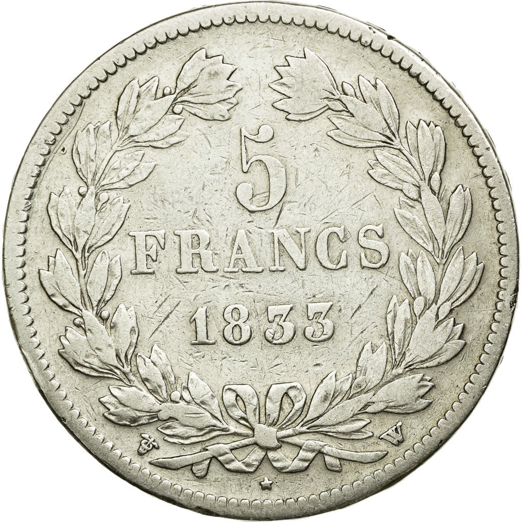 Coin, France, Louis-Philippe, 5 Francs, 1833, Lille, VF(20-25), Silver