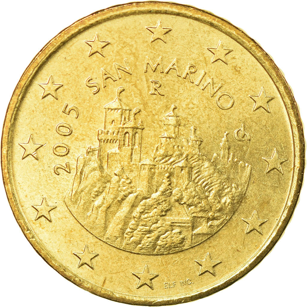 San Marino, 50 Euro Cent, 2005, AU(55-58), Brass, KM:Pn6