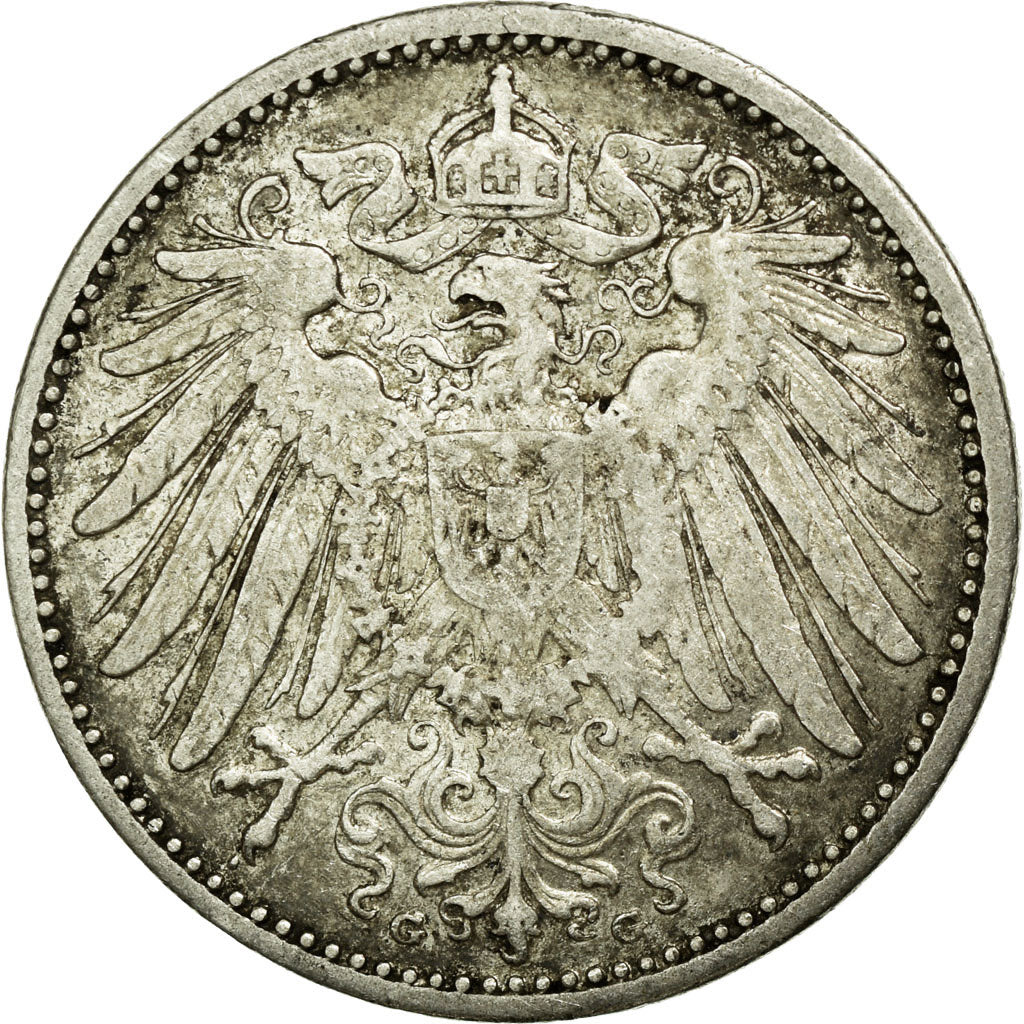 Coin, GERMANY - EMPIRE, Wilhelm II, Mark, 1908, Karlsruhe, AU(50-53), Silver