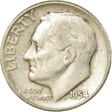 Coin, United States, Roosevelt Dime, Dime, 1954, U.S. Mint, Philadelphia
