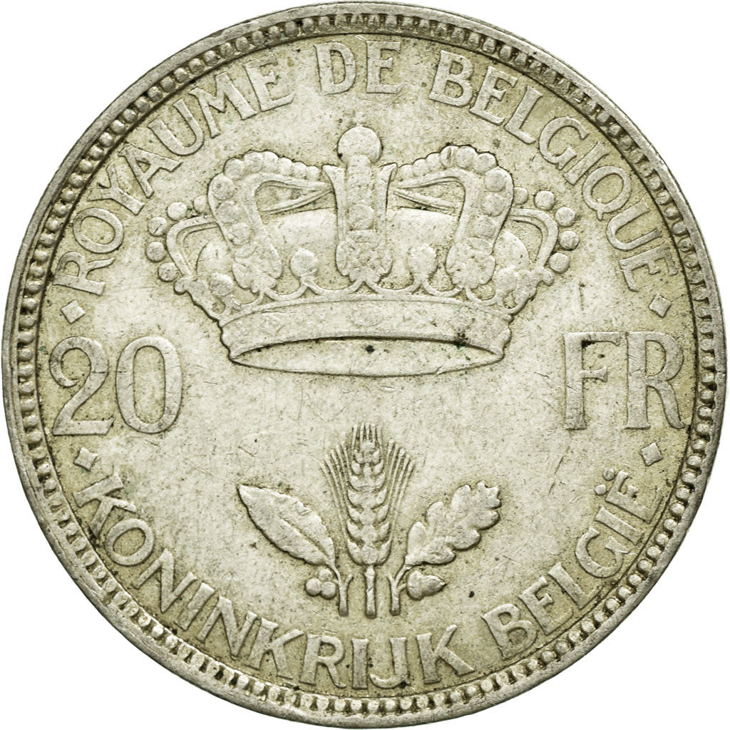 Münze, Belgien, 20 Francs, 20 Frank, 1935, SS, Silber, KM:105
