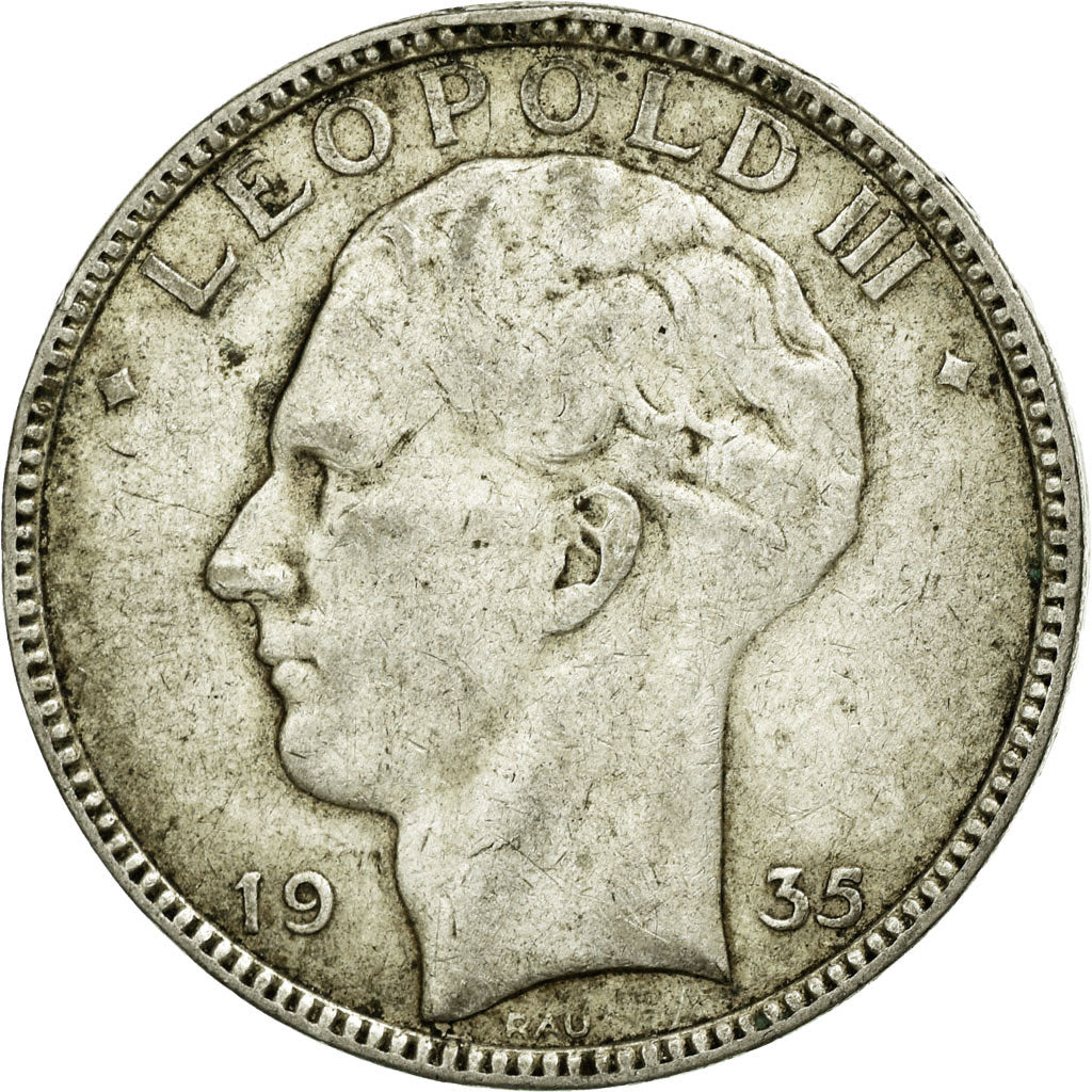 Coin, Belgium, 20 Francs, 20 Frank, 1935, EF(40-45), Silver, KM:105