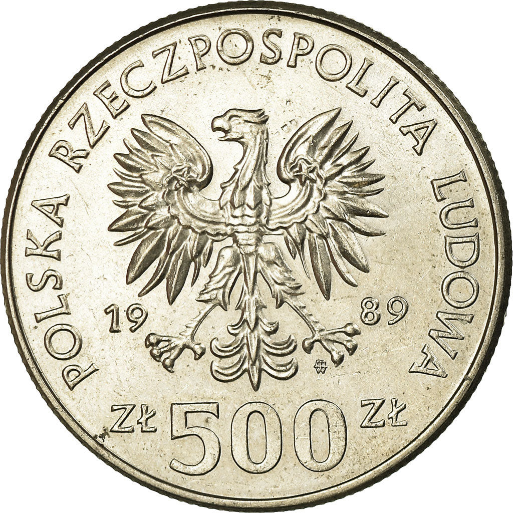 Moneda, Polonia, 500 Zlotych, 1989, Warsaw, EBC, Cobre - níquel, KM:185