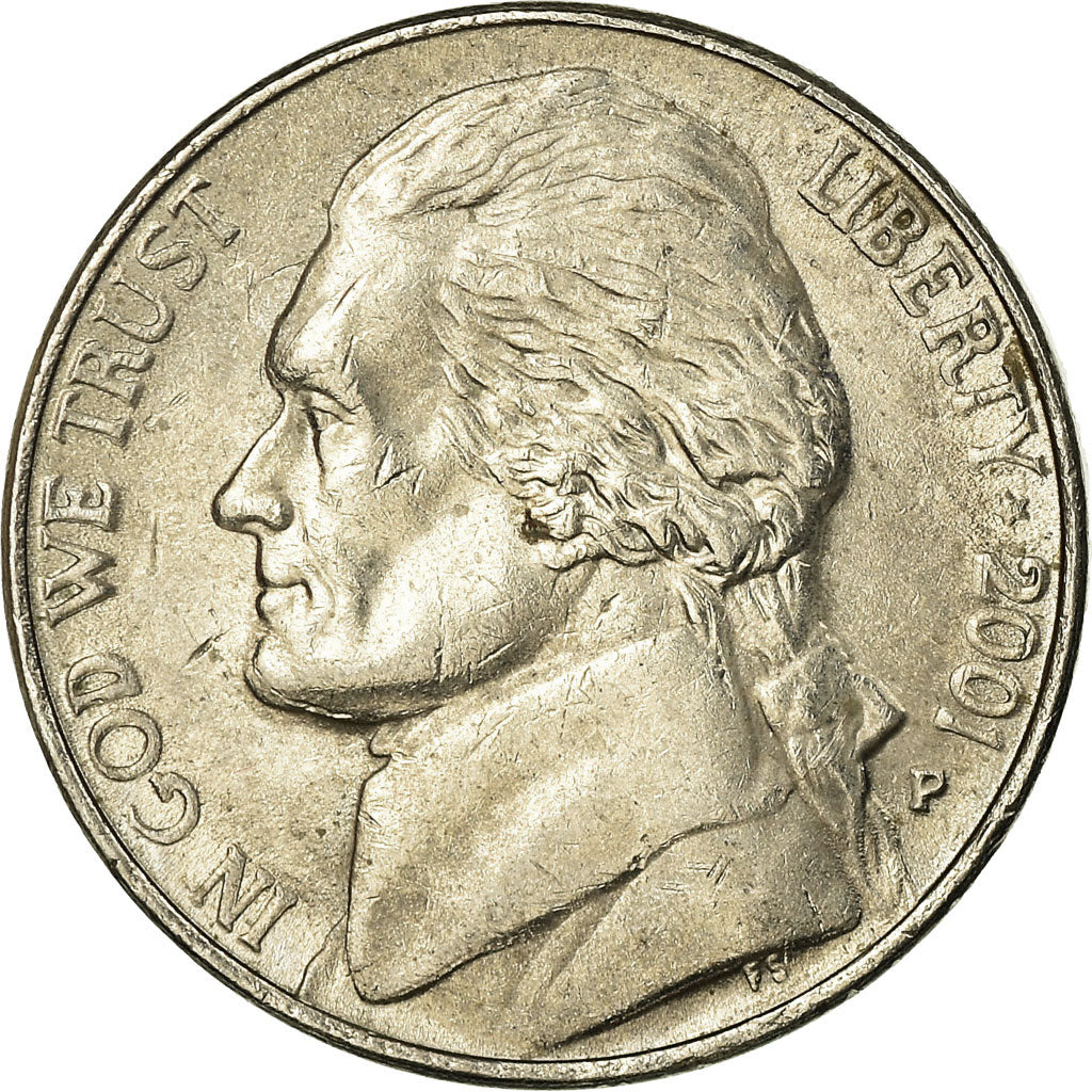 Moneta, USA, Jefferson Nickel, 5 Cents, 2001, U.S. Mint, Philadelphia