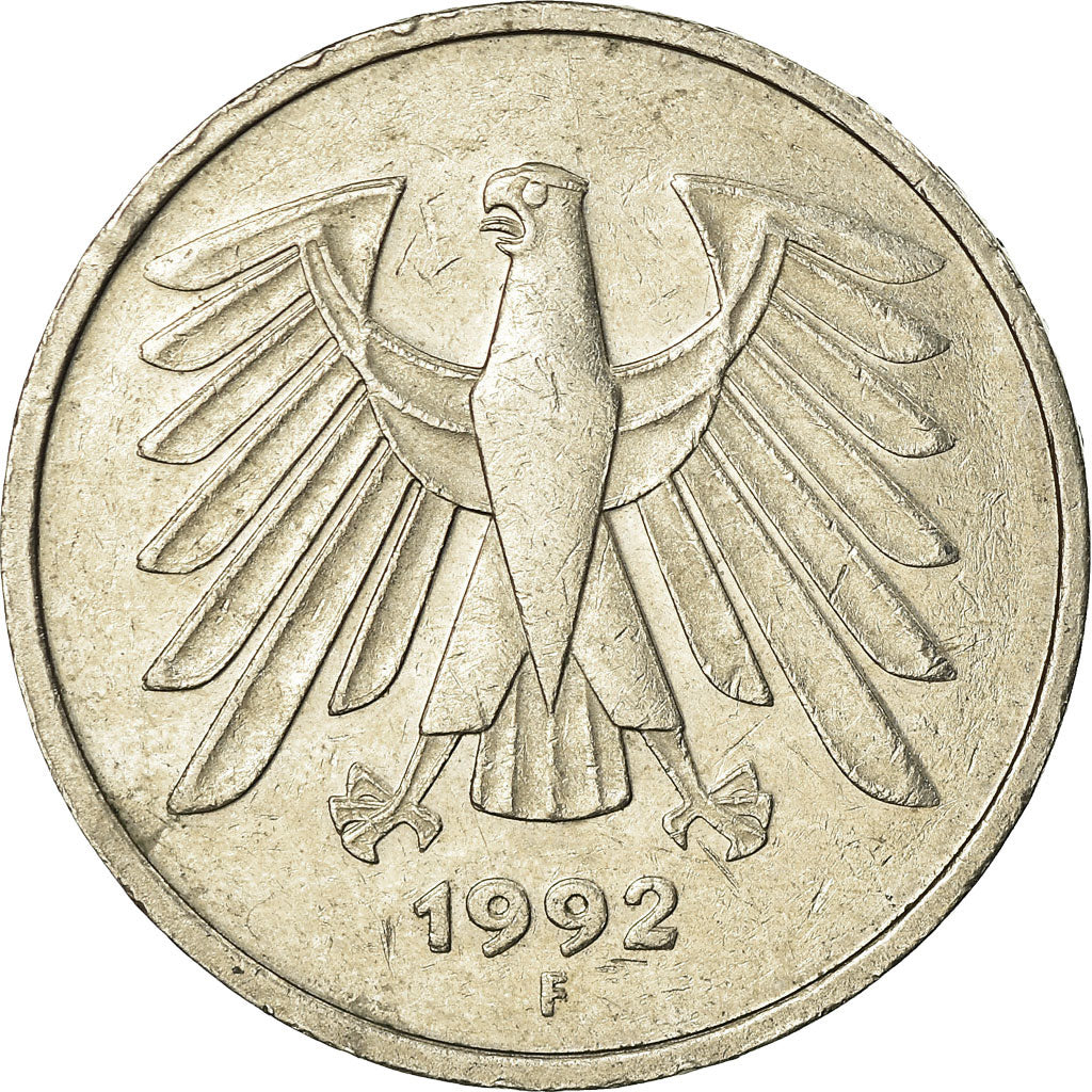 Moneda, ALEMANIA - REPÚBLICA FEDERAL, 5 Mark, 1992, Stuttgart, MBC, Cobre -