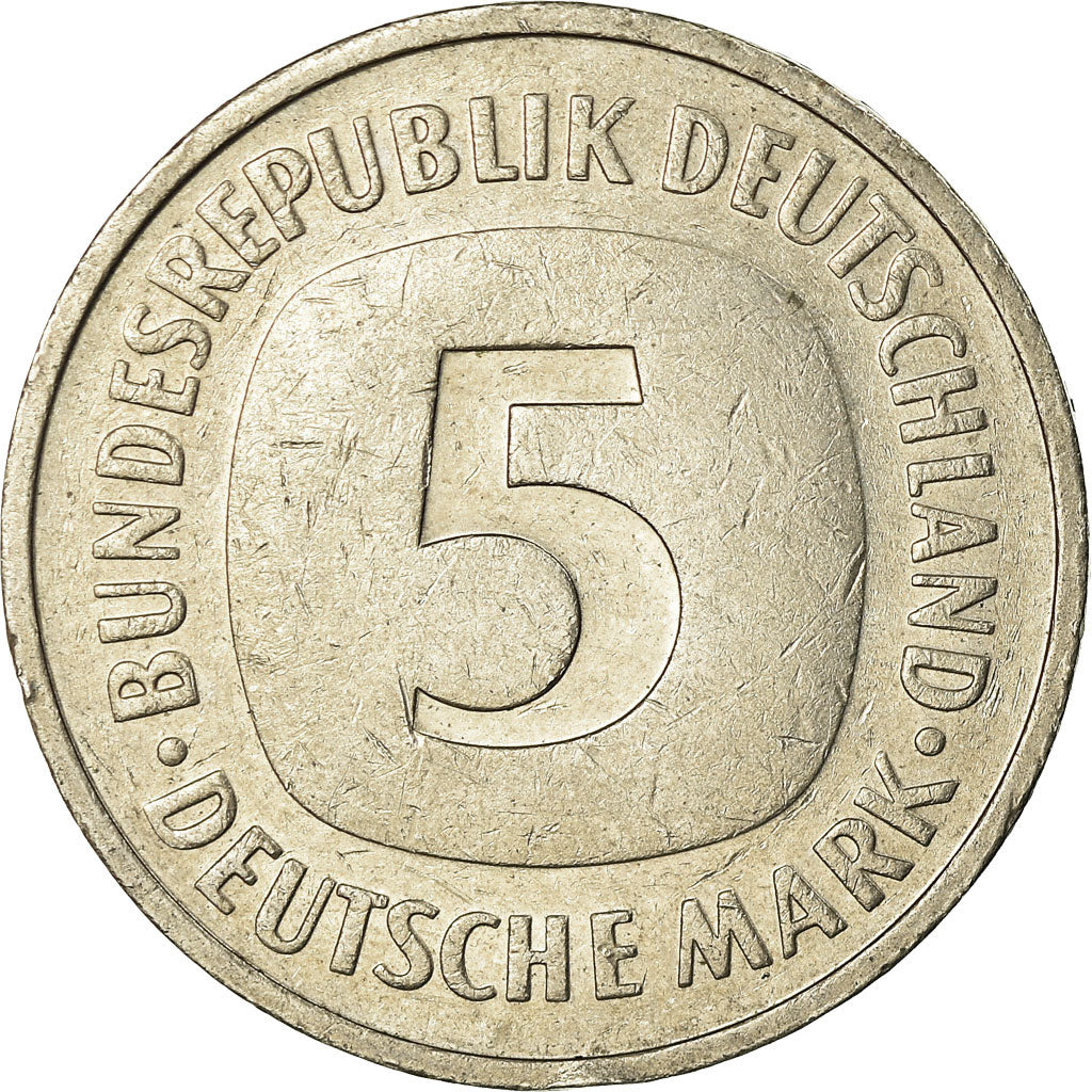 Moneda, ALEMANIA - REPÚBLICA FEDERAL, 5 Mark, 1992, Stuttgart, MBC, Cobre -
