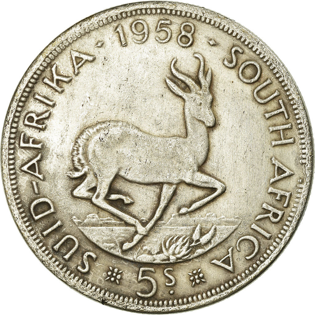 Coin, South Africa, Elizabeth II, 5 Shillings, 1958, EF(40-45), Silver, KM:52