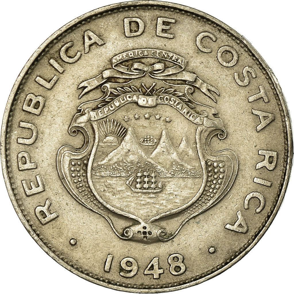 Coin, Costa Rica, 25 Centimos, 1948, EF(40-45), Copper-nickel, KM:175