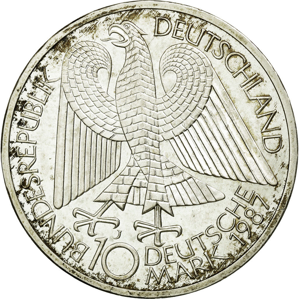 Munten, Federale Duitse Republiek, 10 Mark, 1987, Hamburg, Germany, ZF+, Zilver