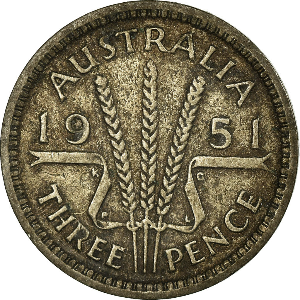 Munten, Australië, George VI, Threepence, 1951, ZF, Zilver, KM:44