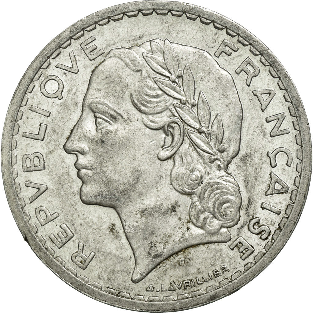 Coin, France, Lavrillier, 5 Francs, 1945, Beaumont le Roger, AU(50-53)