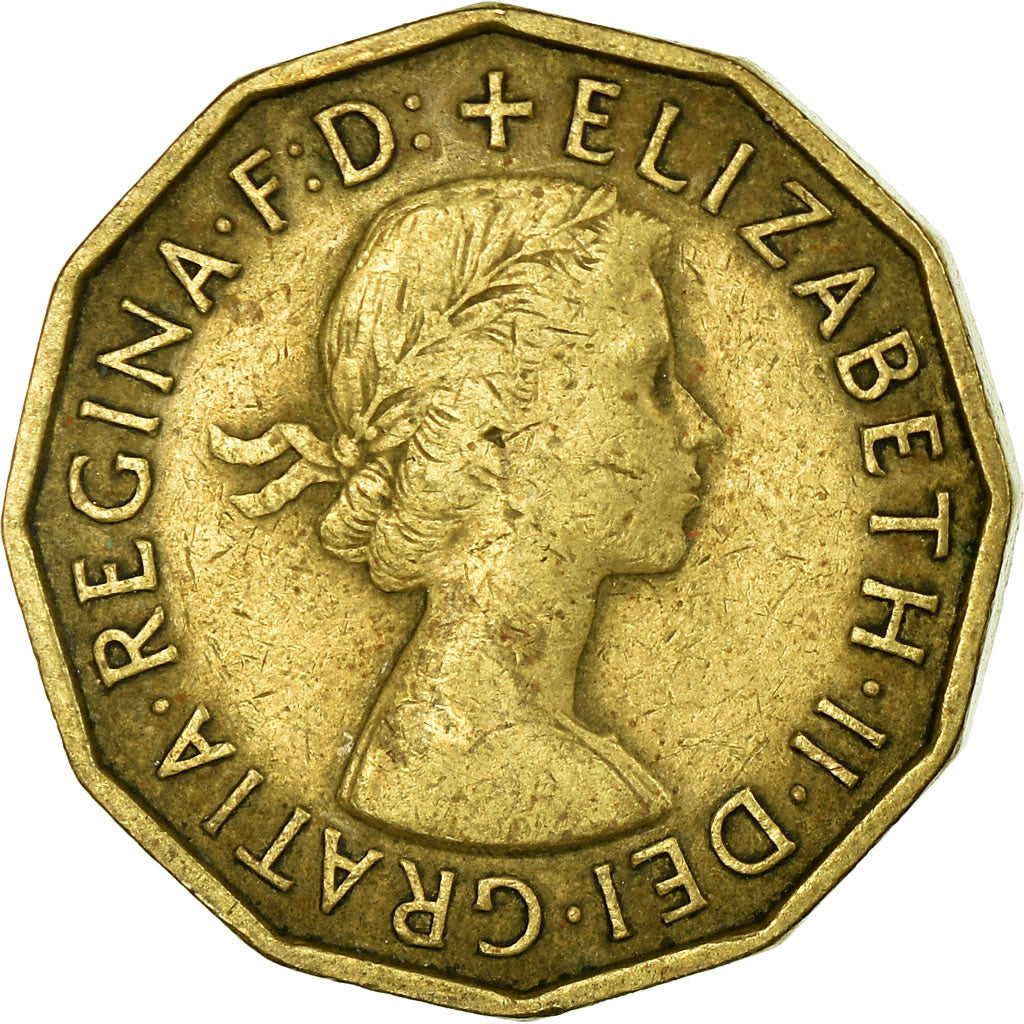 Moeda, Grã-Bretanha, Elizabeth II, 3 Pence, 1958, VF(30-35), Níquel-Latão