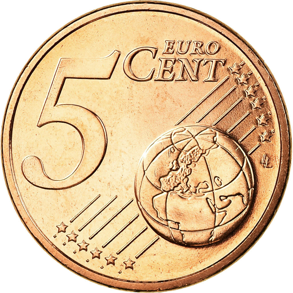 França, 5 Euro Cent, 2014, MS(65-70), Aço Cromado a Cobre