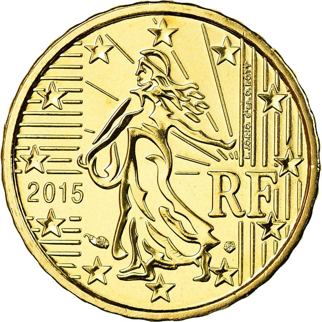Francia, 10 Euro Cent, 2015, FDC, Latón