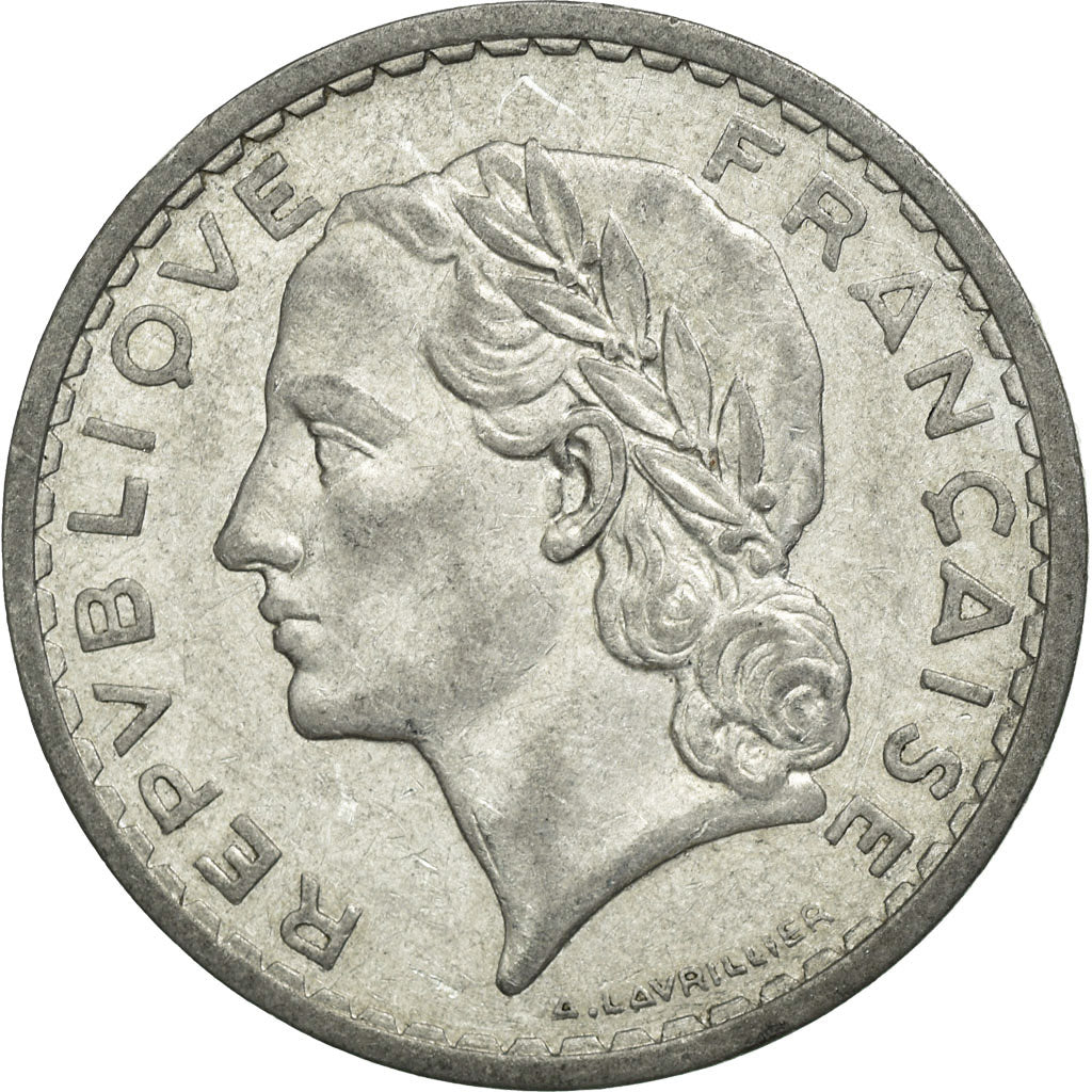 Münze, Frankreich, Lavrillier, 5 Francs, 1950, Paris, VZ, Aluminium, KM:888b.1