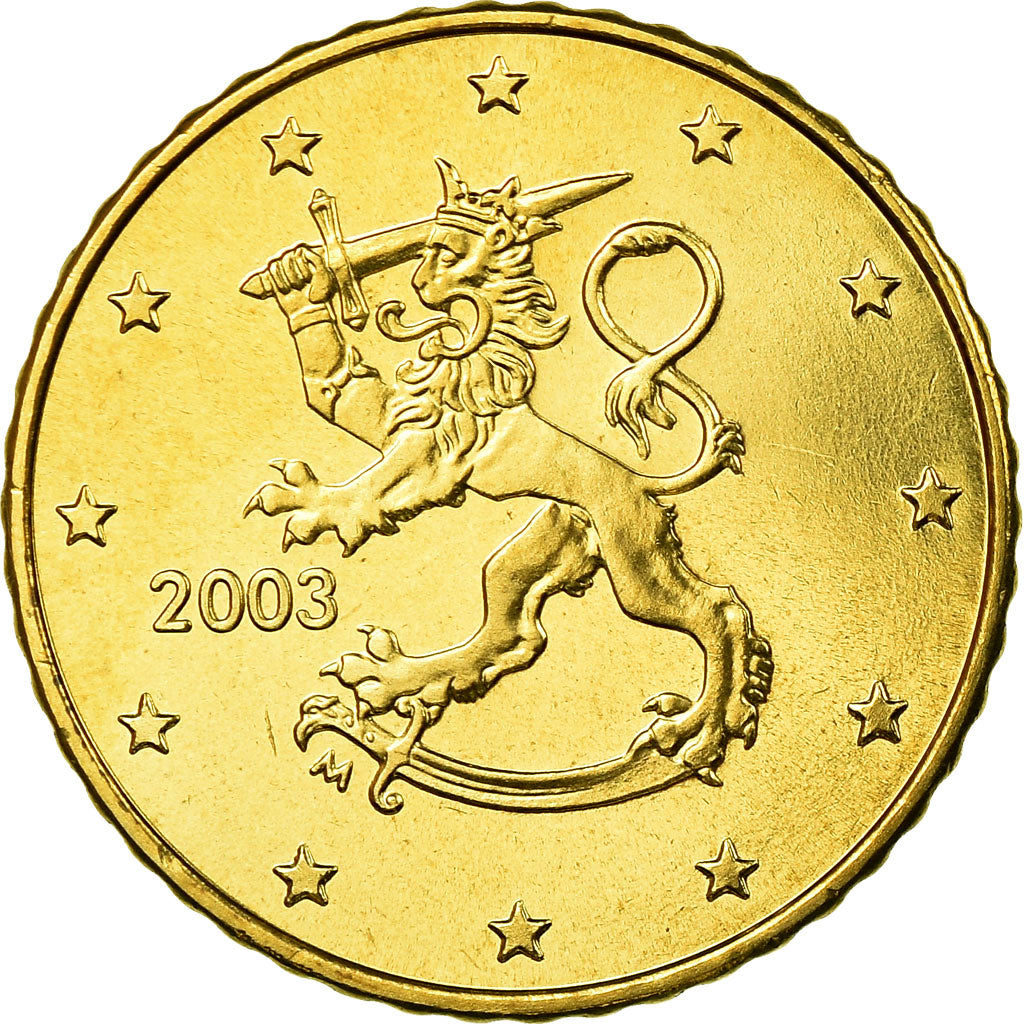 Finlandia, 50 Euro Cent, 2003, Vantaa, MS(65-70), Mosiądz, KM:103