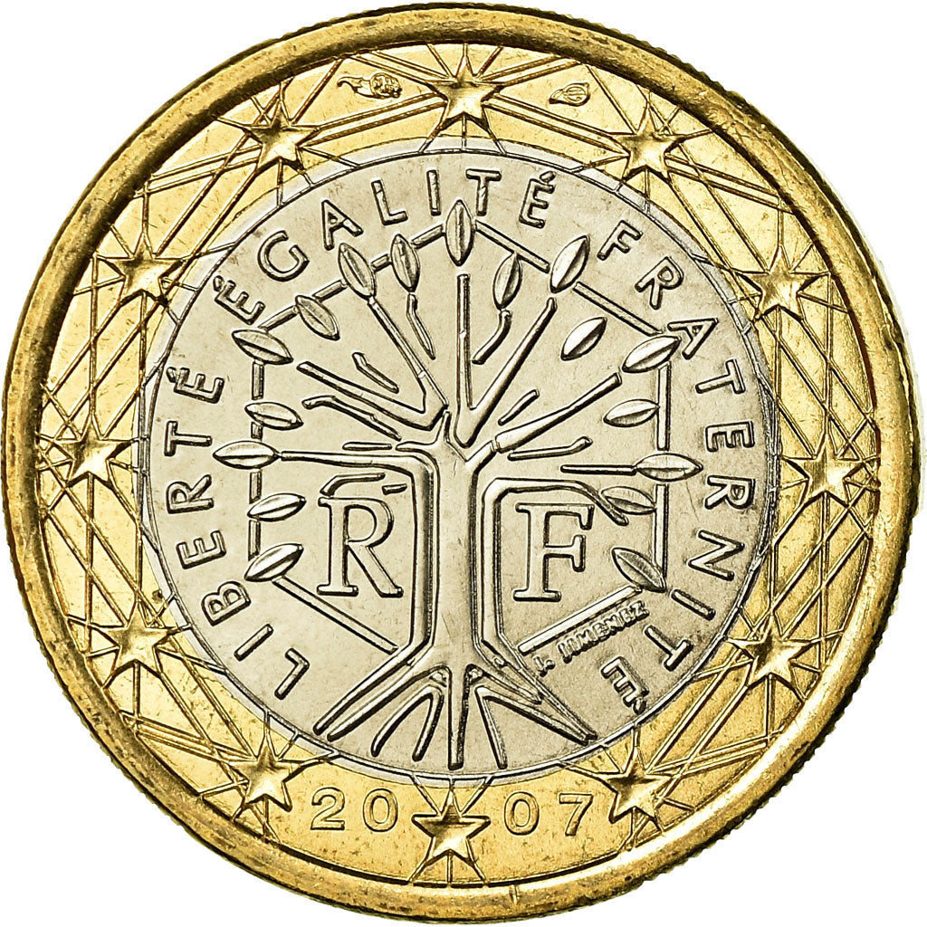 France, Euro, 2007, MS(65-70), Bi-Metallic, KM:1413