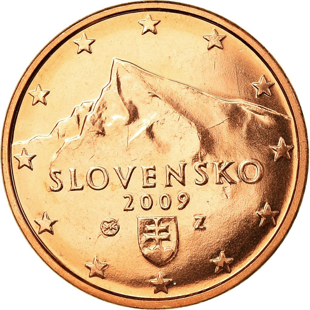 Słowacja, 5 Euro Cent, 2009, Kremnica, MS(65-70), Miedź platerowana stalą