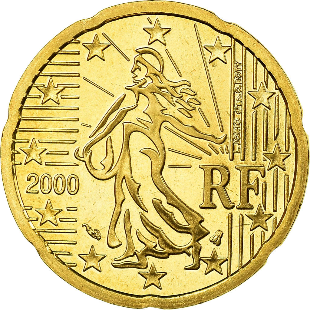 Frankreich, 20 Euro Cent, 2000, Proof, STGL, Messing, KM:1286