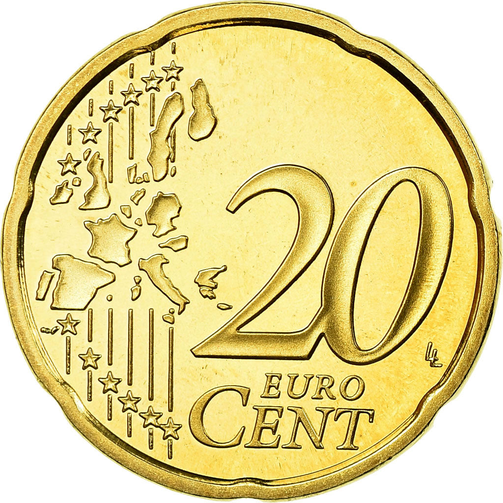 France, 20 Euro Cent, 2001, Proof, MS(65-70), Brass, KM:1286