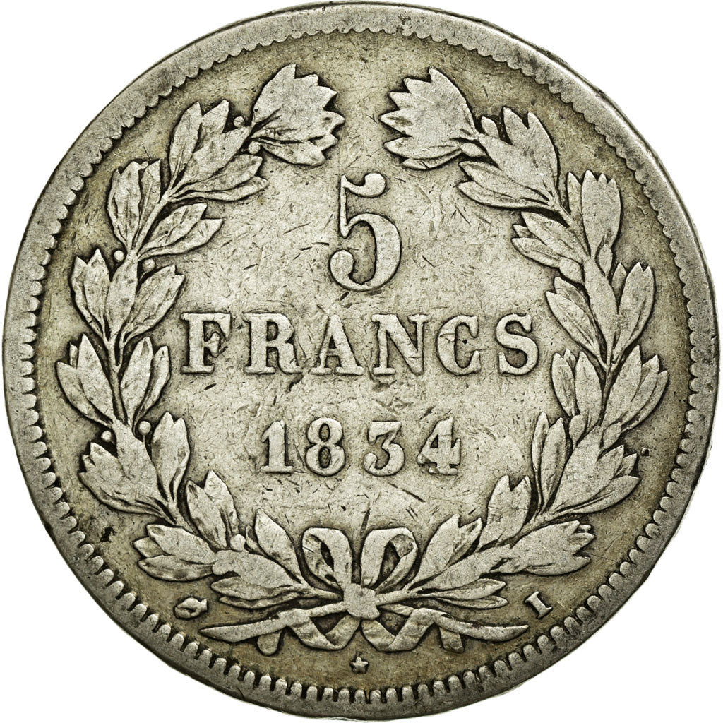 Coin, France, Louis-Philippe, 5 Francs, 1834, Limoges, VF(20-25), Silver