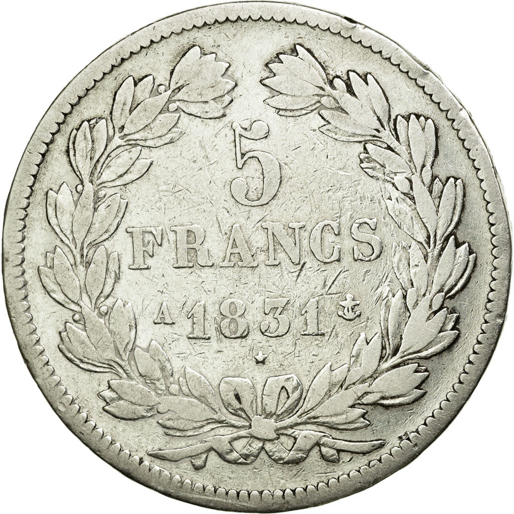 Coin, France, Louis-Philippe, 5 Francs, 1831, Paris, VF(20-25), Silver