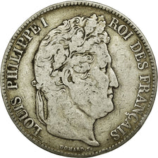 Coin, France, Louis-Philippe, 5 Francs, 1834, Rouen, VF(20-25), Silver
