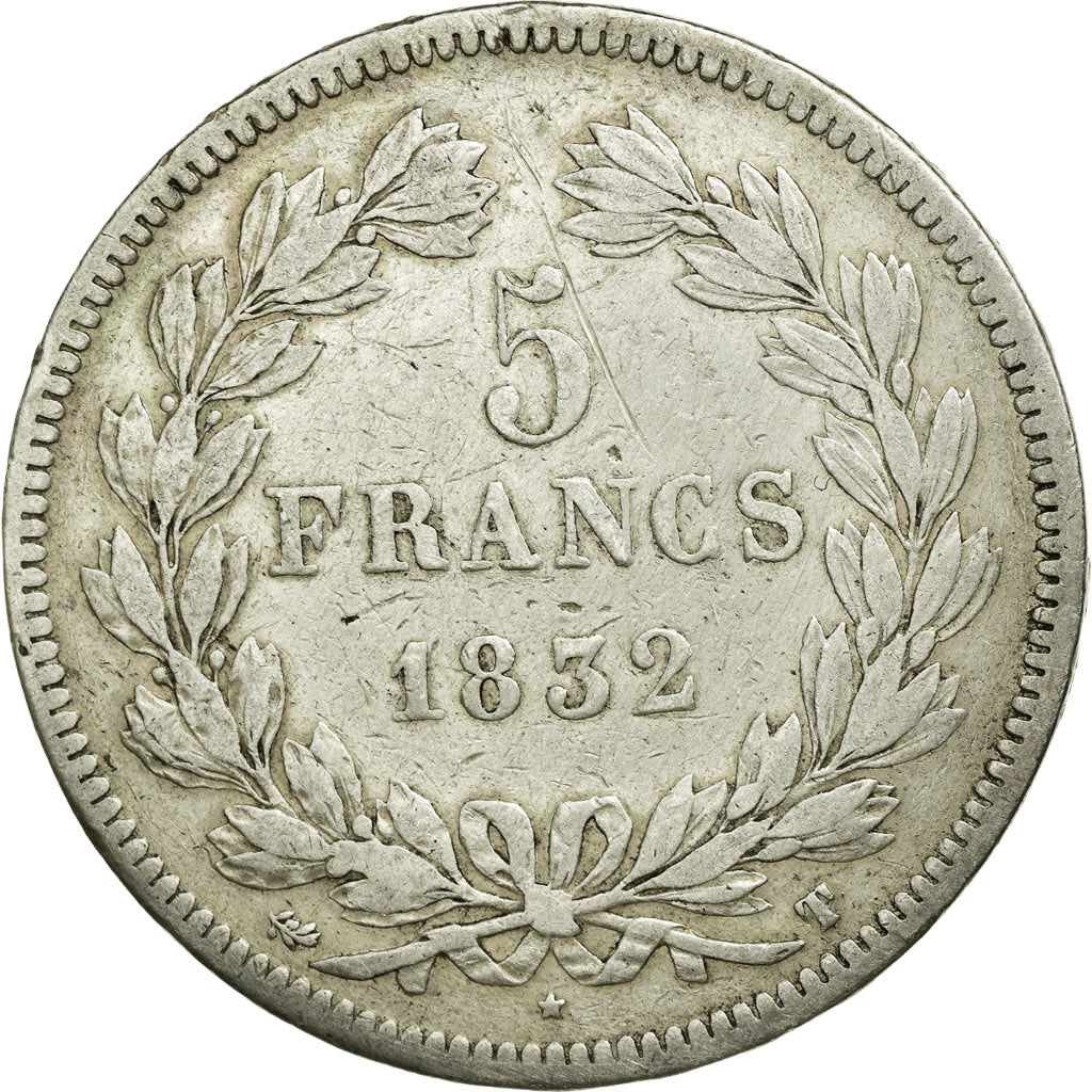 Coin, France, Louis-Philippe, 5 Francs, 1832, Nantes, VF(30-35), Silver