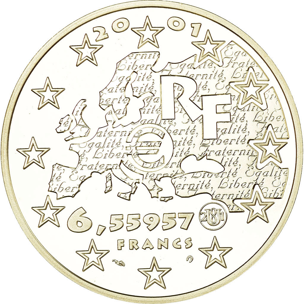 Munten, Frankrijk, Egalité, 6.55957 Francs, 2001, Paris, Proof, FDC, Zilver