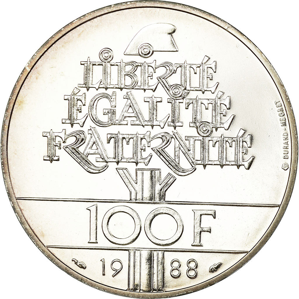 Moneta, Francia, Fraternité, 100 Francs, 1988, FDC, Argento, KM:966