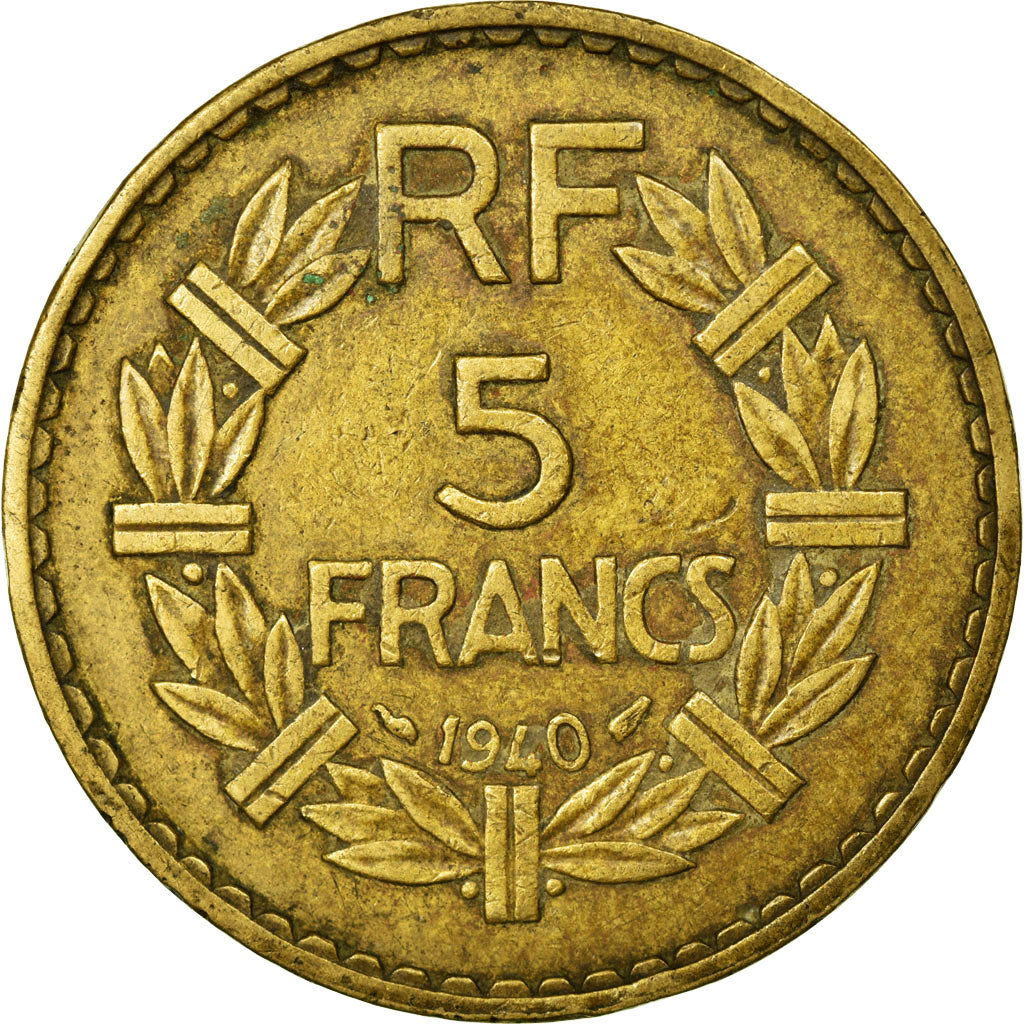 Moneta, Francia, Lavrillier, 5 Francs, 1940, BB, Alluminio-bronzo, KM:888a.1