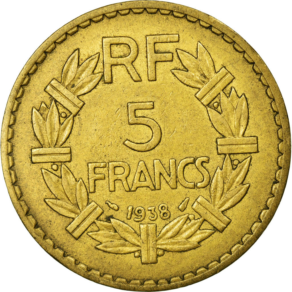 Moneta, Francja, Lavrillier, 5 Francs, 1938, EF(40-45), Nikiel, KM:888